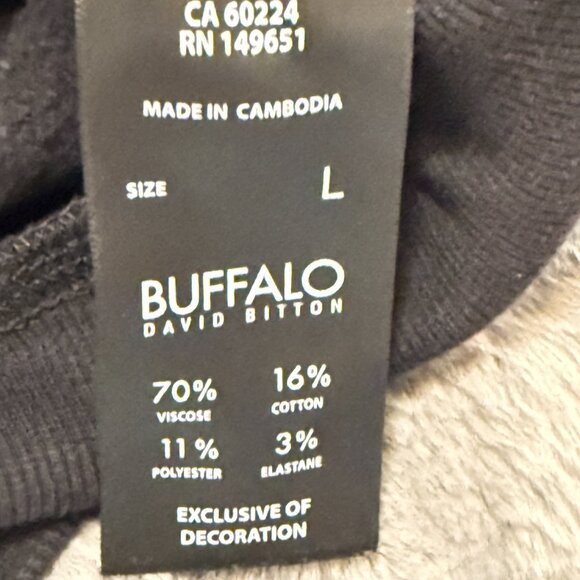 2 of BUFFALO David Bitton Women's Black & Dark Green Hoodies Sweater Sz. Large - Picture 5 of 12